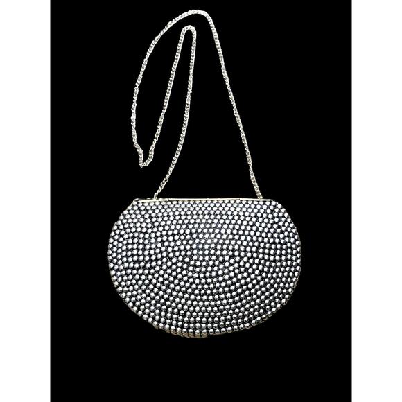 Ramla The Rockstar Handmade Silver and Black Studded Mosaic Bag NEW - Picture 2 of 11